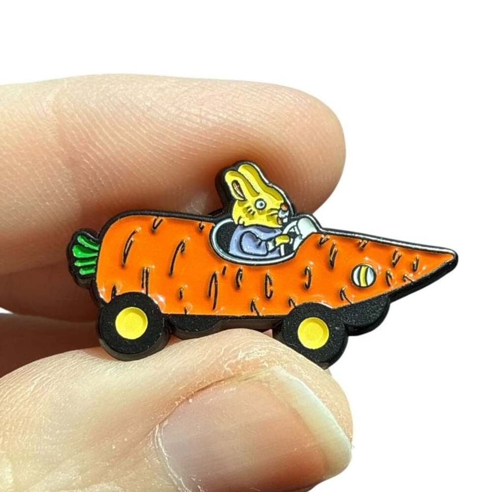 Richard Scarry inspired Carrot Car Enamel Pin Badge Kids Book
